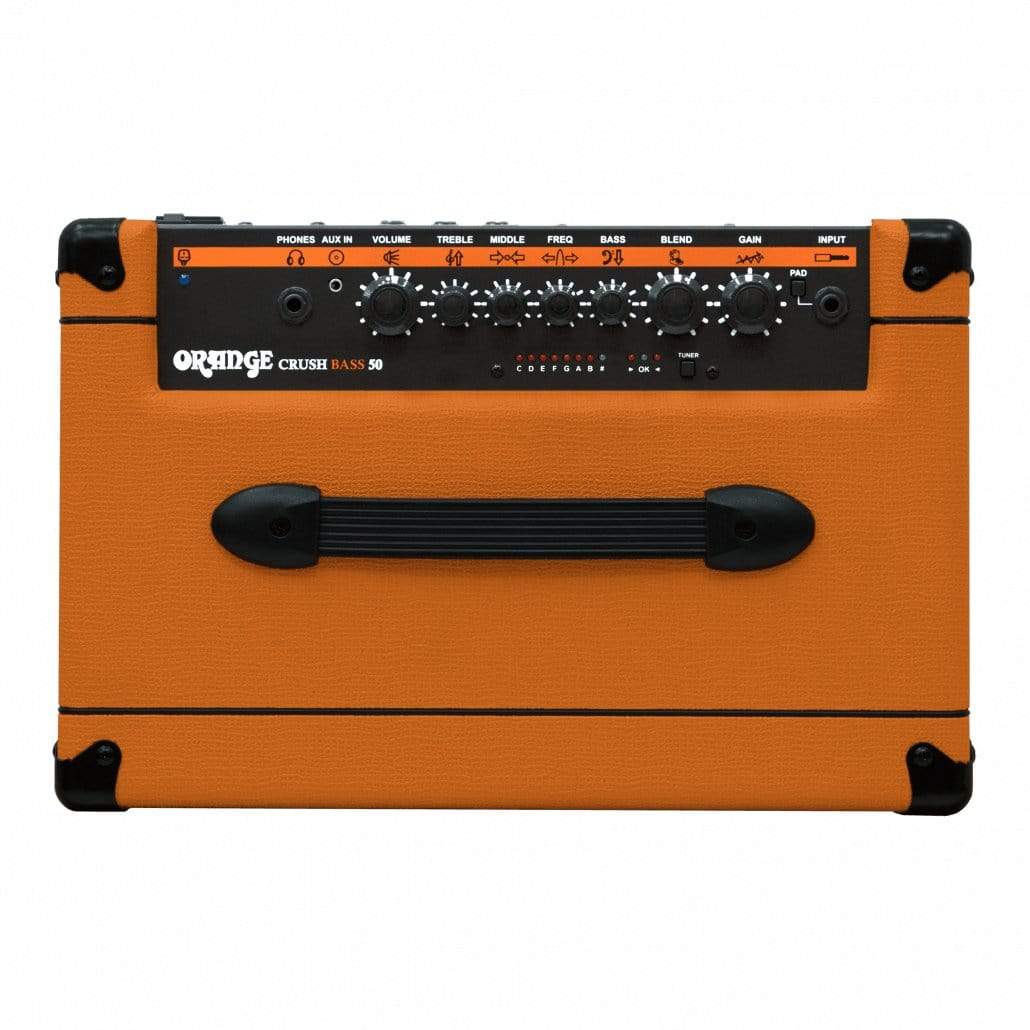 Orange Crush Bass 50 - 1x12 50W Bass Combo amp with various control knobs, suitable for practice and professional use.