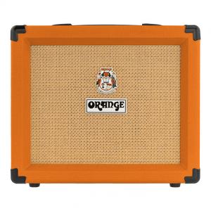 Orange Crush 20RT - 20-watt 1x8 Combo Amp with Orange Amplification logo, woven grill, textured orange covering, showcasing its compact design and rich sound capabilities.