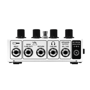 Orange Terror Stamp pedal with knobs and buttons, featuring a hybrid Valve/Solid State design for versatile guitar tones.
