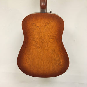 The back of the Seagull Entourage Autumn Burst Acoustic Guitar showcases a warm brown finish, visible wood grain, and a smooth, slightly glossy surface set against a plain white background.
