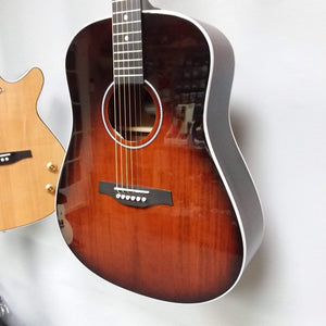 Seagull Maritime SWS Mahogany Burnt Umber GT QIT Acoustic Guitar showcasing its solid wood construction and elegant finish.