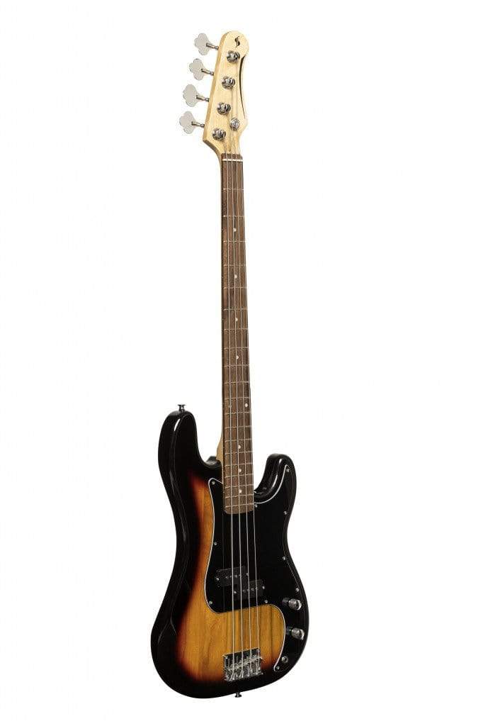 Stagg SBP-30 Bass Guitar with high-gloss Paulownia body, bolt-on Maple neck, Rosewood fingerboard, and classic PB bridge.