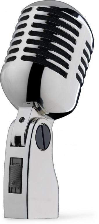Close-up of a Stagg Dynamic Microphone 50's Style Zinc Body.