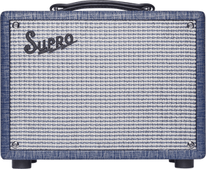 Supro '64 Reverb 1x8 5-watt Tube Combo Amp with visible control knobs and Jensen speaker, highlighting the brand logo on the amplifier’s front panel.