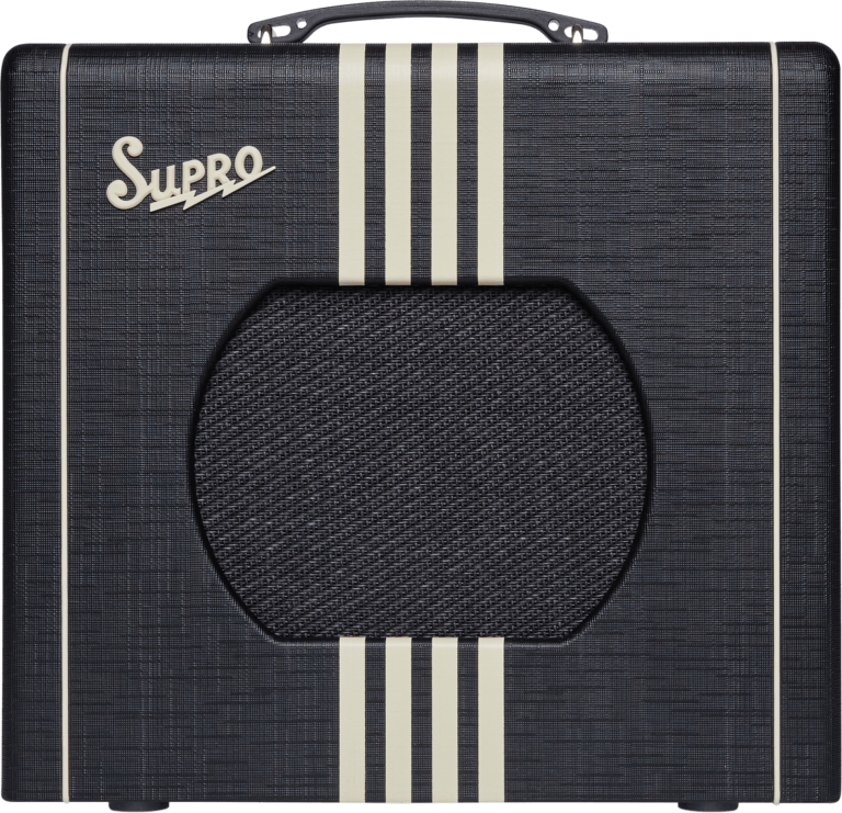 Supro Delta King 10 1x10-inch 5-watt Tube Combo Amp with visible speaker and control knobs.