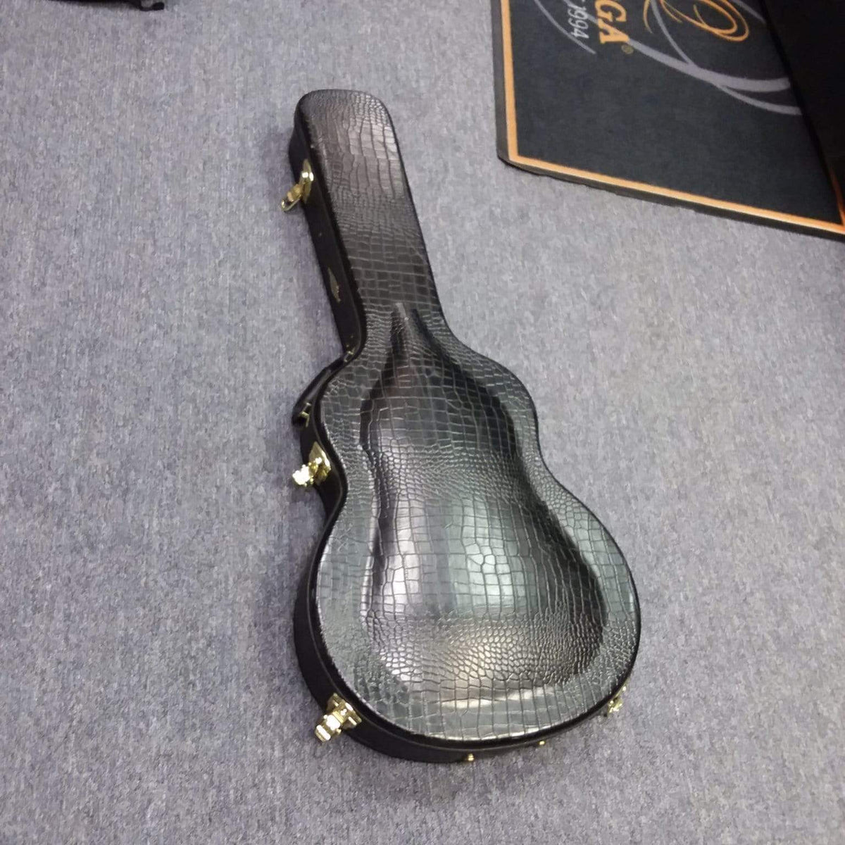 Taylor T5-C 2006 guitar with custom Fishman Matrix Piezo pickup, shown in its black case on a carpet.