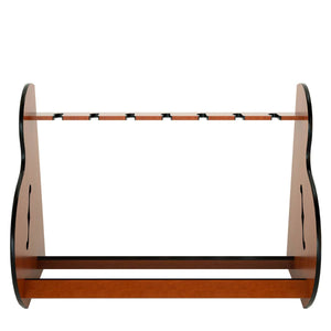 Session™ Standard Multiple Guitar Stand with hardwood rails and black trim, designed to hold up to 7 guitars.