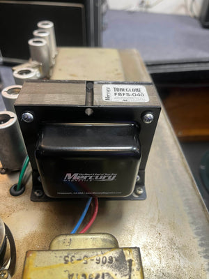 A 1965 Fender Super Reverb - Black Panel from Guitars on Main is equipped with a Mercury Magnetics FBF5-040 transformer and wired for genuine vintage tone; available for local pickup.