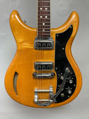 1968 Kustom K-200A vintage guitar close-up, showcasing strings and pickups.