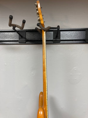 1968 Kustom K-200A Vintage Guitar w/OHSC on a stand, showcasing its semi-hollow body and unique headstock design.