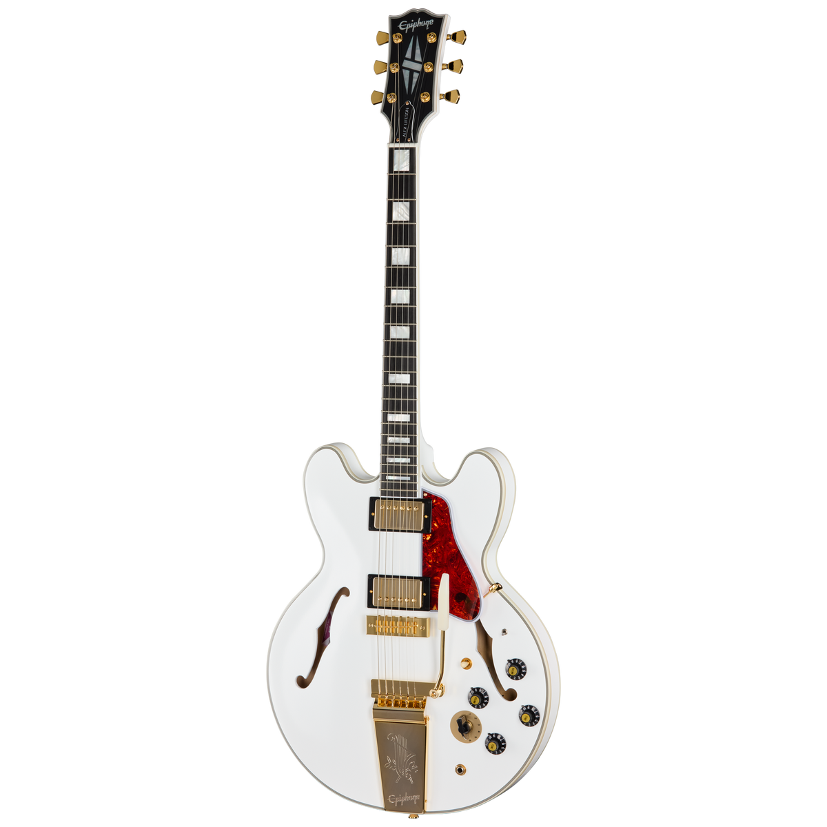 Epiphone Alex Lifeson 1976 ES-355 Reissue, Alpine White - full front view