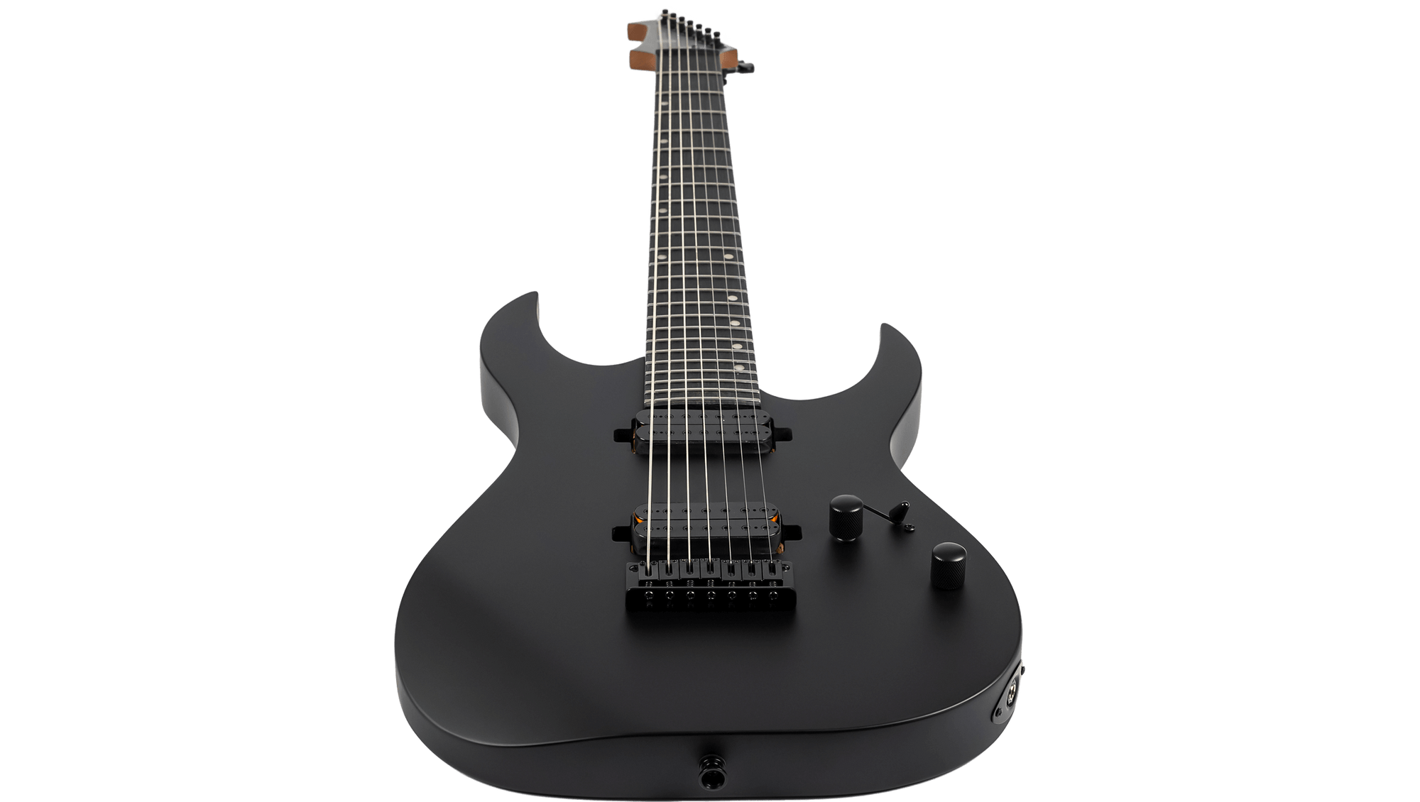 Spira S-407 MBK Matte Black Electric Guitar with dual humbuckers, fixed bridge, and 24-fret Ebony Tech fretboard, designed for powerful, clear sound and reliable playability.