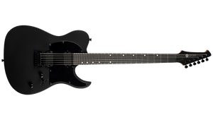 Spira T-400 MBK Electric Guitar - Black with matte finish, dual humbuckers, roasted poplar body, maple neck, and Ebony Tech fretboard, designed for versatile high-gain performance.