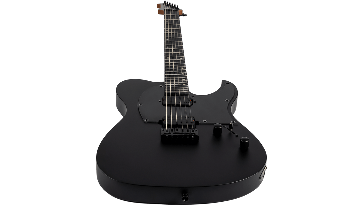 Spira T-400 MBK Electric Guitar - Black, featuring a solid-body with dual humbuckers, 24 frets, and modern design, ideal for versatile high-gain performances.
