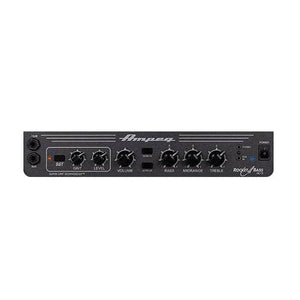 Front view of the Ampeg RB12 Rocket Bass Amp, showing Super Grit Technology (SGT), input jacks, six control knobs (SGT, Grit, Level, Volume, Bass, Midrange, Treble), power switch, and indicator lights.