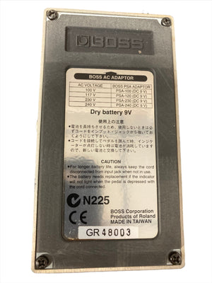 Close-up of Boss NS-2 Noise Suppressor USED, a pedal designed to eliminate noise while retaining original tone, ideal for gigging musicians.