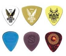 Clayton Variety Guitar Pick Pack showcasing different shapes and sizes of guitar picks for versatile playing styles.