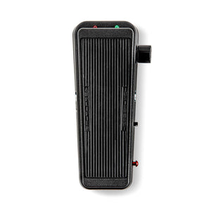 The Dunlop Cry Baby BB535 Wah 1994 Reissue Multi-Function Wah features a black ribbed body, a right-side knob, and red and green indicator lights on top.