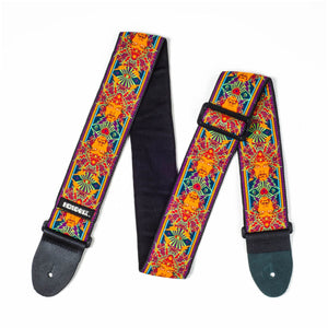 Dunlop Hendrix Poster Strap featuring a vibrant design with a face motif and black strap, ideal for adding style to your guitar setup.