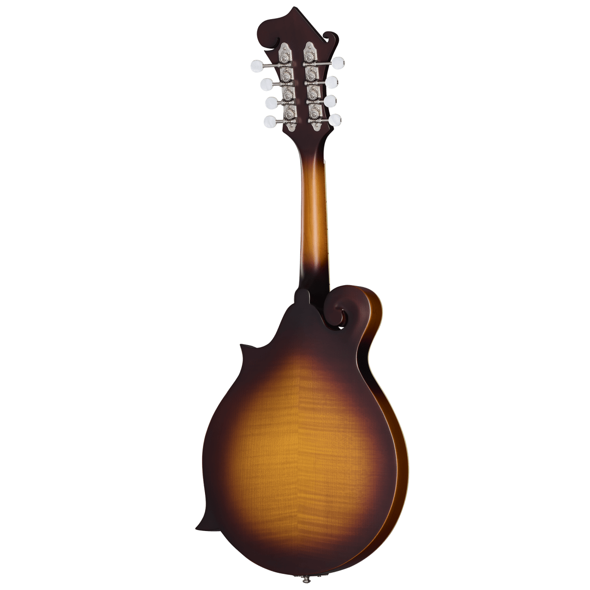 Epiphone F-5 Studio Mandolin in Vintage Sunburst Satin, showcasing its detailed craftsmanship and F-Style design with solid wood construction.