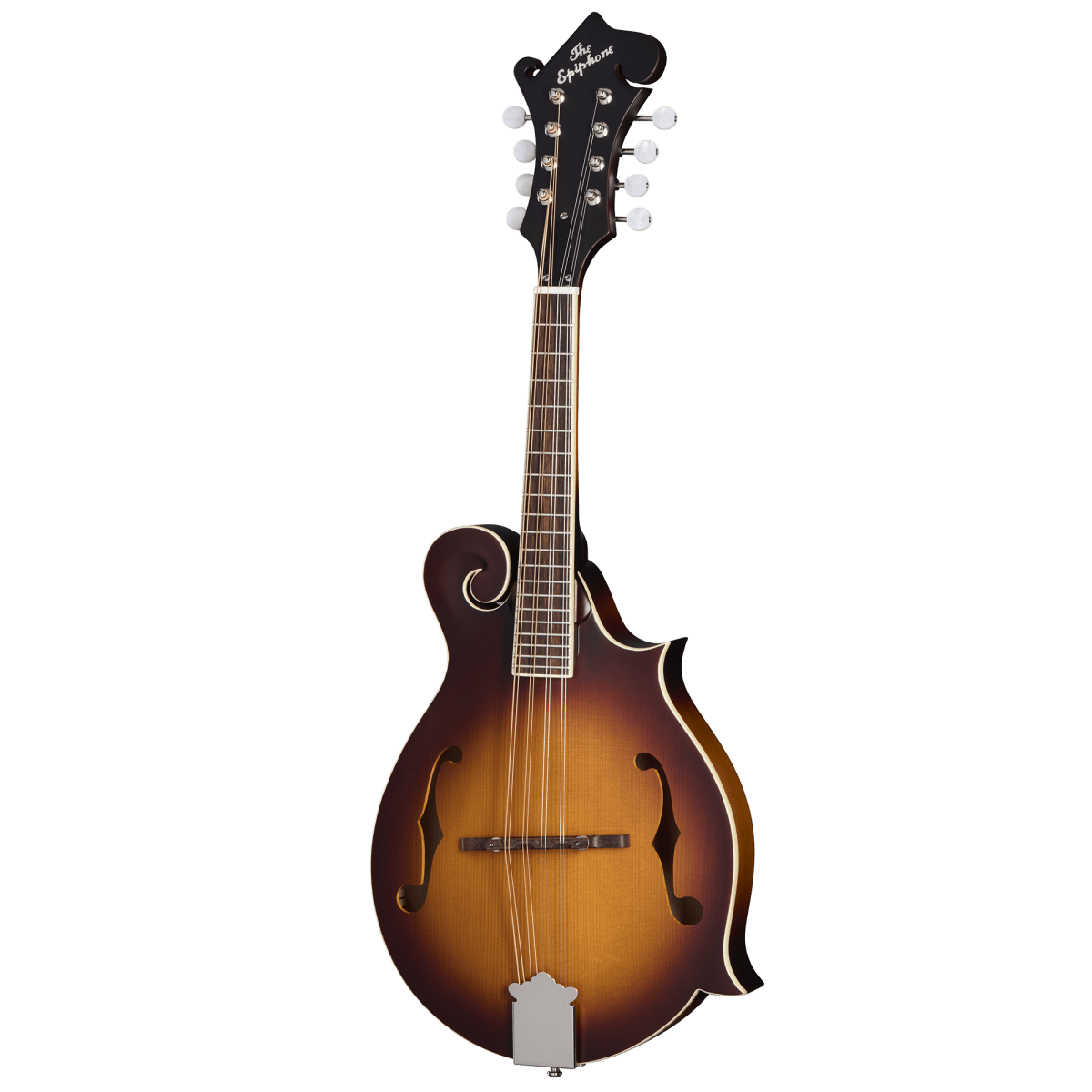 Epiphone F-5 Studio Mandolin in Vintage Sunburst Satin, featuring a solid Sitka spruce top and solid maple back and sides.