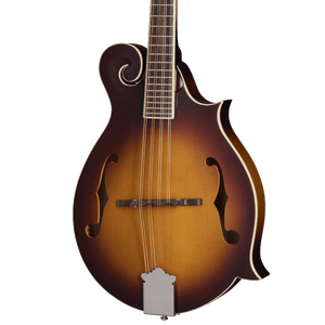 Epiphone F-5 Studio Mandolin in Vintage Sunburst Satin, featuring solid maple and Sitka spruce construction, with laurel fingerboard and traditional F-Style design.