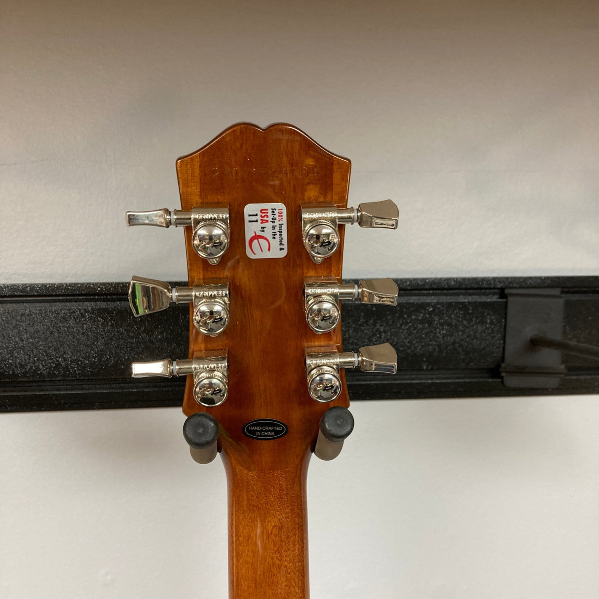 Epiphone Les Paul Modern Figured Magma Orange Fade guitar back, showcasing its mahogany body and maple top.