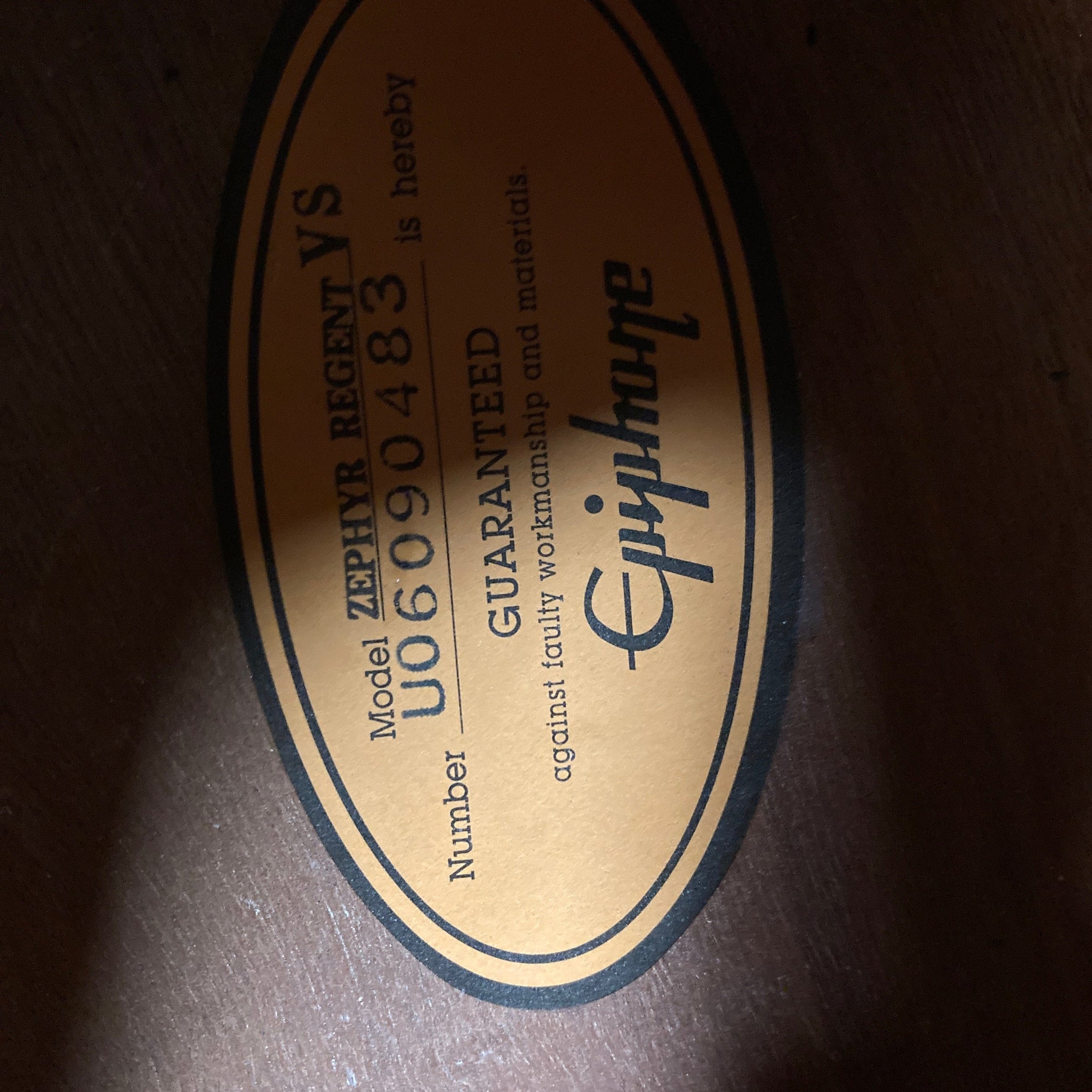 Epiphone Labels Epiphone Zephyr Regent Archtop Guitar - Vintage Sunburst - Guitars on Main