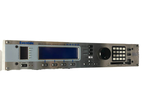 Front view of the preowned Eventide H8000 Multi-Channel Effects System, showcasing its display, buttons, dials, and keypad. This renowned Eventide unit delivers incredible versatility and top-tier harmonizer effects for audio professionals.