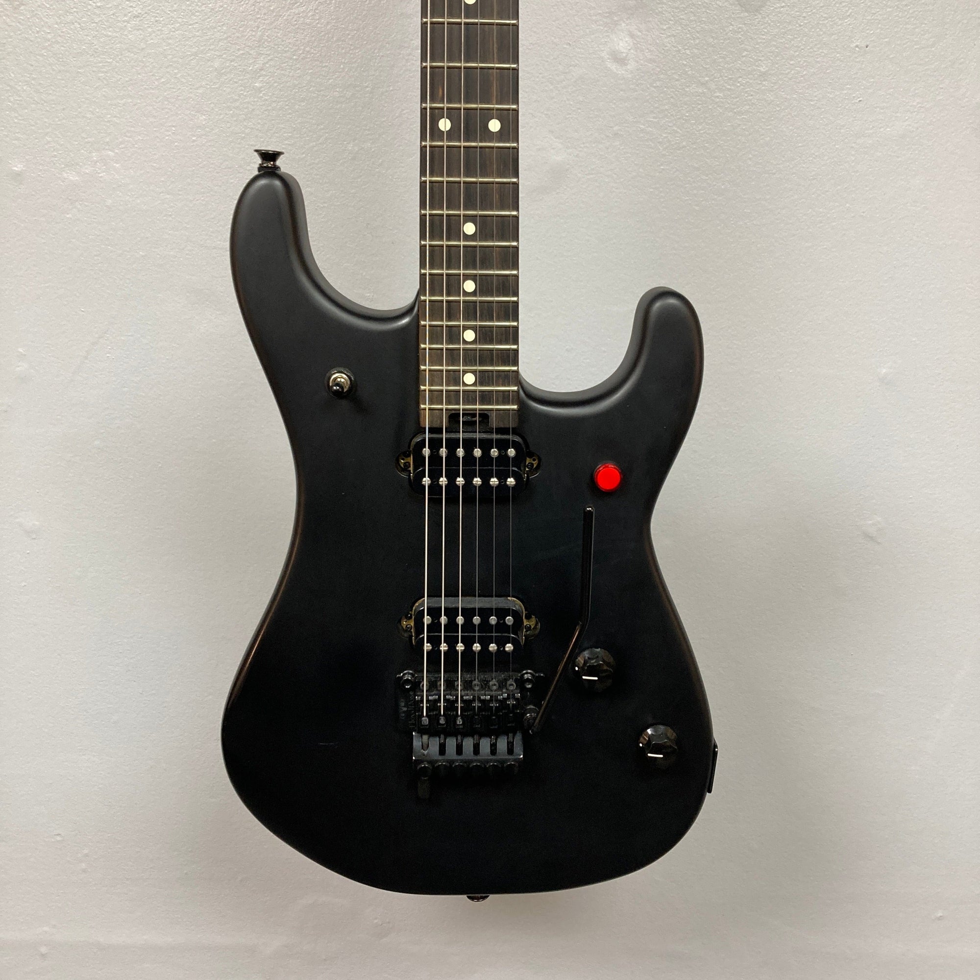 EVH 5150 Standard Stealth Black Used electric guitar with strings and neck visible.