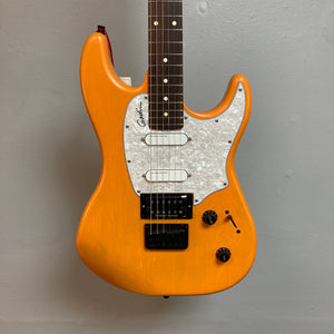 Godin Session R-HT Pro Retro Orange electric guitar with Seymour Duncan and Lace Sensor pickups, 5-way switch, and hardtail bridge.