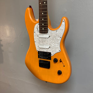 Godin Session R-HT Pro Retro Orange Open Box electric guitar with black volume knob and visible strings, ideal for various musical styles.