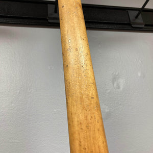 Hagstrom HII-B Mid-1960s red bass, close-up of worn wooden handrail detail, showcasing vintage character and Scandinavian design, serial 643772.