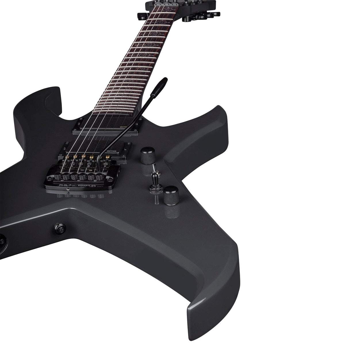 Kerry King Overlord Battalion Gray Electric Guitar featuring a mahogany body, maple top, and signature EMG pickups.