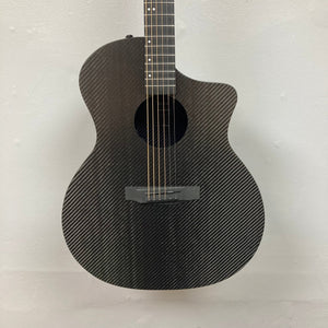 KLOS Grand Cutaway Acoustic Guitar with Fishman Sonitone Piezo, featuring carbon fiber construction, detailed strings, and high fret access for versatile playability.