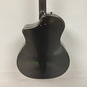 KLOS Grand Cutaway Acoustic Guitar with Fishman Sonitone Piezo, featuring a sleek carbon fiber body for enhanced durability and rich, resonant sound.