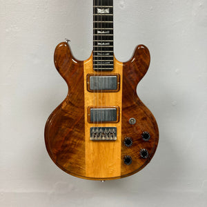 Close-up of the Kramer 650G Deluxe 1986 electric guitar, showcasing its craftsmanship and detailed strings.