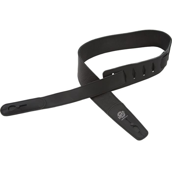 Lock-It Leather Guitar Straps, 2.75 wide, featuring a sleek black leather design, ideal for secure and comfortable guitar playing.