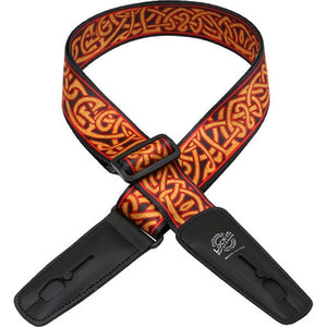 Close-up of the Lock-It Straps artist series guitar strap, featuring a unique design by Bob Masse, ideal for musicians seeking style and functionality.