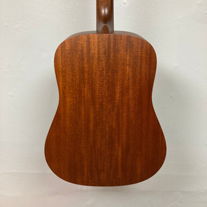 Close-up of a Martin D-15M guitar showcasing its solid mahogany body and craftsmanship.