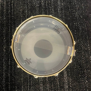 Pearl Steve Ferrone Signature Series snare drum with black nickel shell and gold hardware