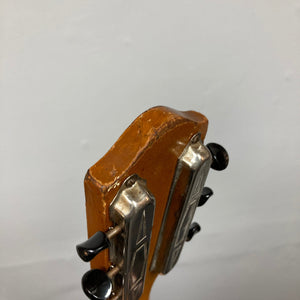 Playtime by Harmony Vintage Archtop Guitar, 1940s, close-up view highlighting its classic design, ideal for musicians and collectors seeking a vintage music experience.