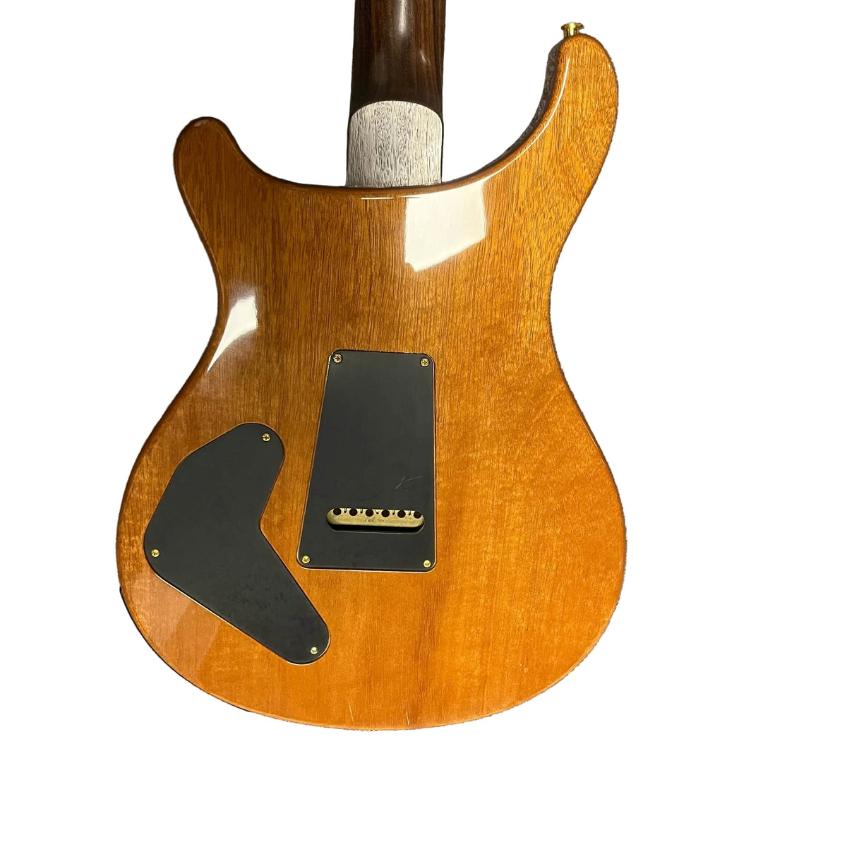 The back of a PRS P22 Artisan Piezo Green Fade 2013 electric guitar with Brazilian rosewood, featuring two black plastic electronics covers, shown against a white background. Comes with case. Brand: PRS.
