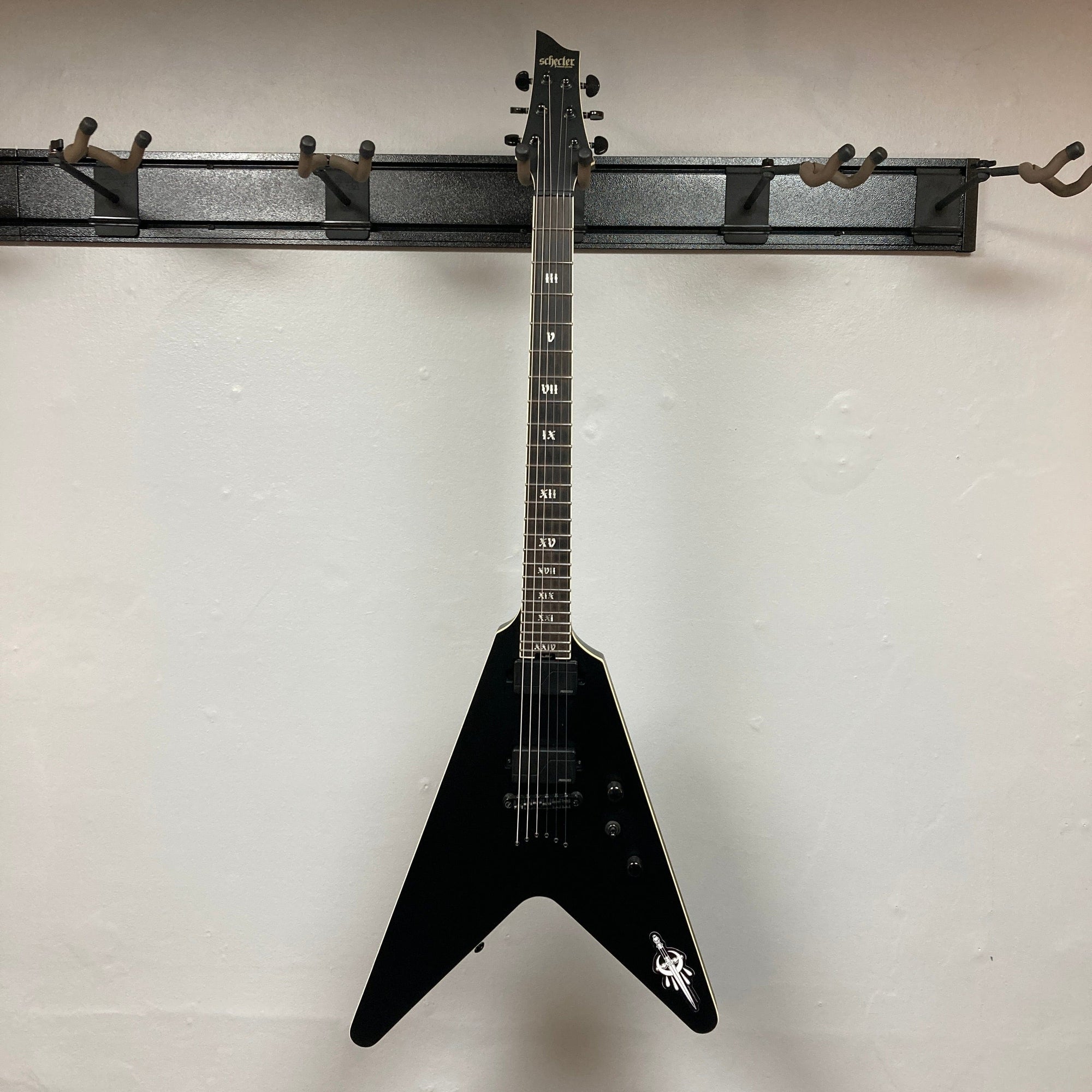 Schecter V-1 SLS Evil Twin Satin Black w/Case Used Consign