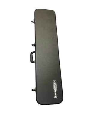 A rectangular black Steinberger hard case, ideal for the 1984 Steinberger XL-2 Bass USA or similar vintage headless basses, with a handle and three latches, is pictured closed against a white background.