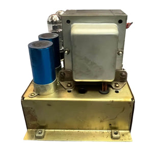 A 1971 Marshall 50W Lead Head guitar amp, JMP era by Marshall, featuring blue capacitors, vacuum tubes, and a brass-finish chassis—delivering classic British tones. Includes flight case.