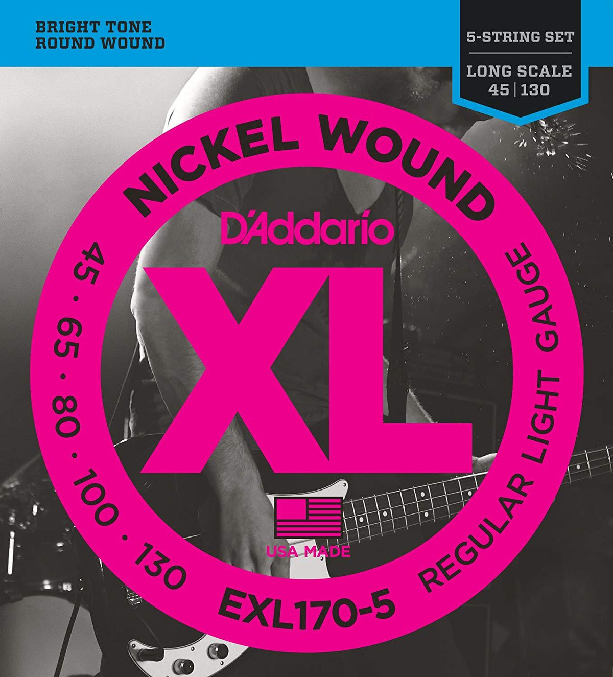 D&#39;Addario EXL170-5 Regular Light Nickel Wound 5-string...