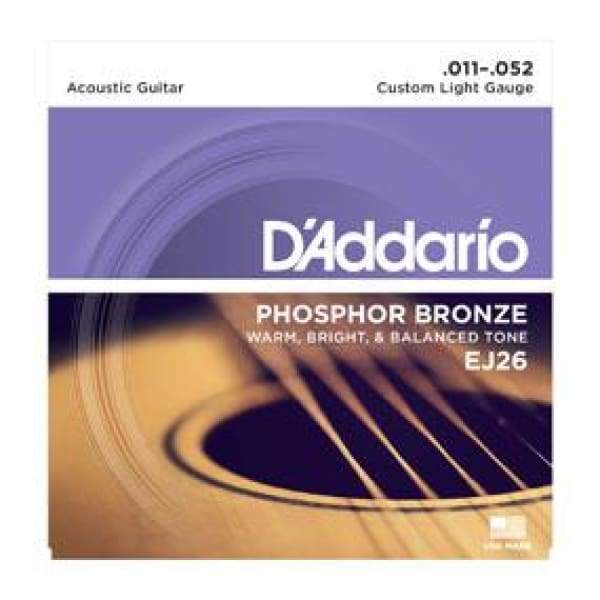 D&#39;Addario STRINGS - ACOUSTIC GUITAR STRINGS D&#39;ADDARIO EJ26 Phosphor Bronze, Custom Light, 11-52