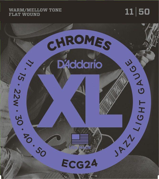 D&#39;ADDARIO STRINGS - ELECTRIC GUITAR STRINGS Default D&#39;Addario XL Chromes Jazz Light Electric Guitar Strings ECG24 Flatwound