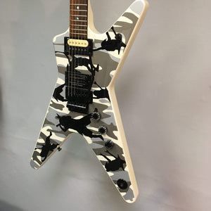 Dean Dime O Flage ML electric guitar with camouflage finish, featuring Seymour Duncan SH6 BKBK and DMT Design CRBK pickups.